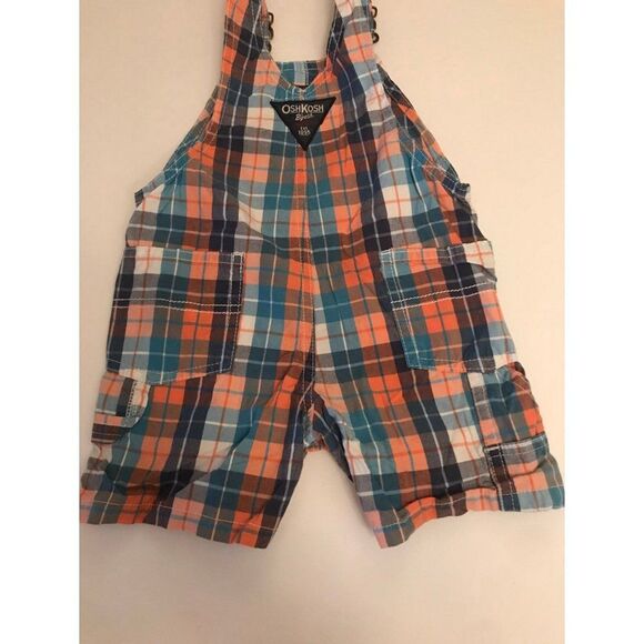 Vtg OshKosh Overalls colorful plaid boys size 12 months - Picture 8 of 9